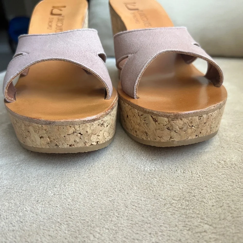 K.‎ Jacques St. Tropez Women 9-9.5 EU 40 Mauve Taupe Suede Wedge Platform Sandal